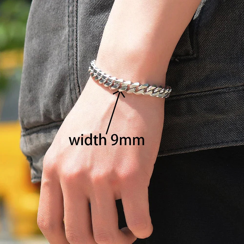Thickness 3.6/5/7/9mm Men's Stainless Steel Cuban Bracelet Gold and Silver Color Punk Hip Hop Fashion Jewelry