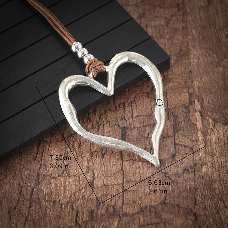 Big Heart Metal Pendant Necklace