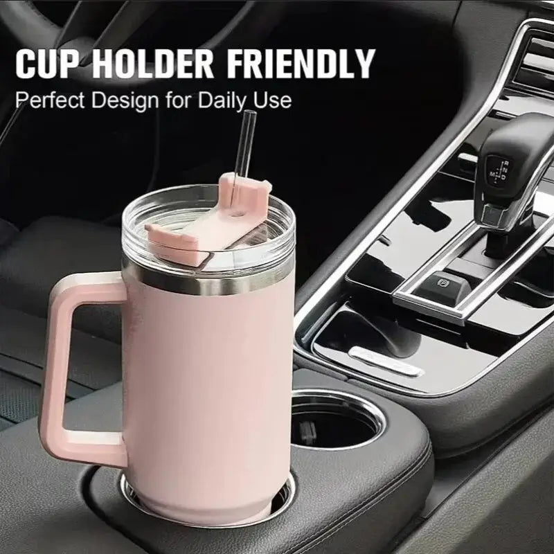 40oz Insulated Tumbler with Handle & Straw, 1200ML Travel Coffee Cup-1