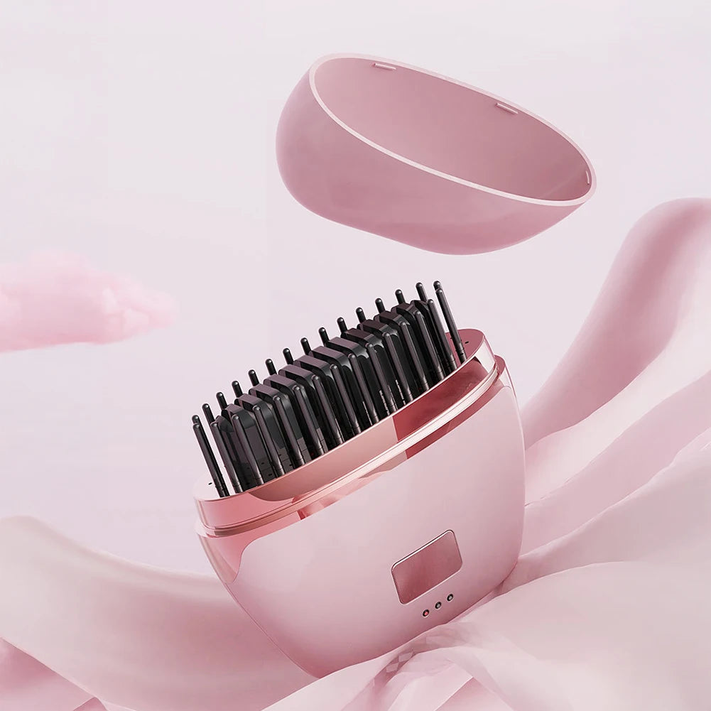 Hair Comb Rechargeable Temperature Adjustable Dual-purpose Hair Straightener Wireless Straight Curling Iron Hair Styling Tool
