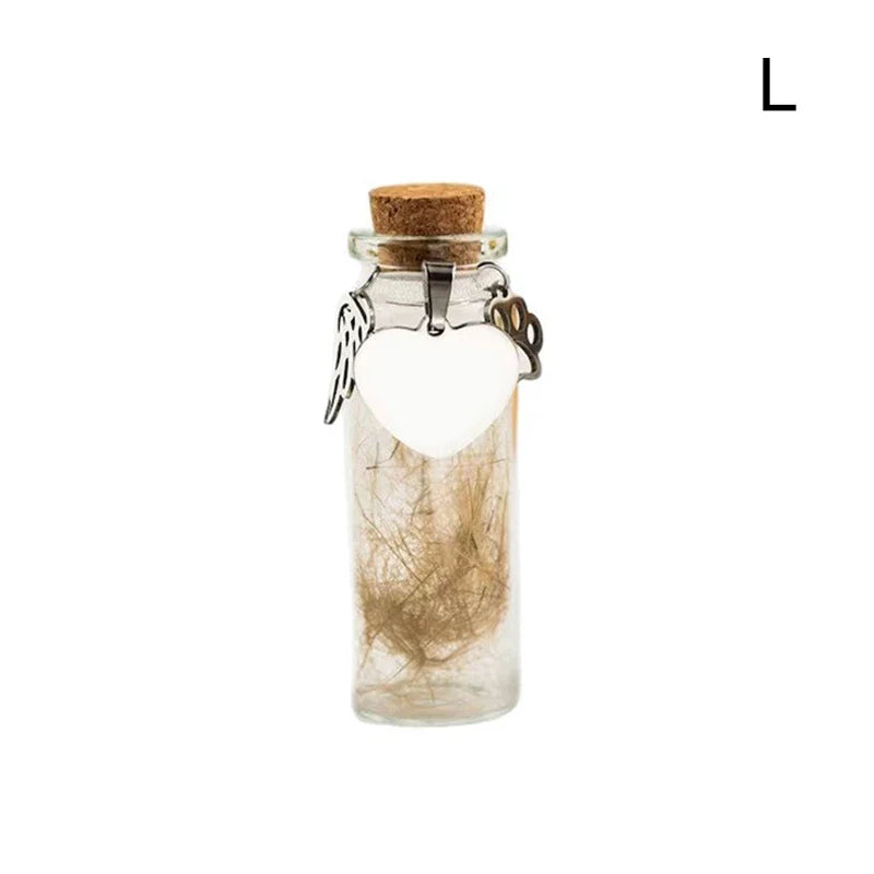 Pet Memorial Bottle for Pet Hair | Glass Keepsake Urn with Silver Accessories