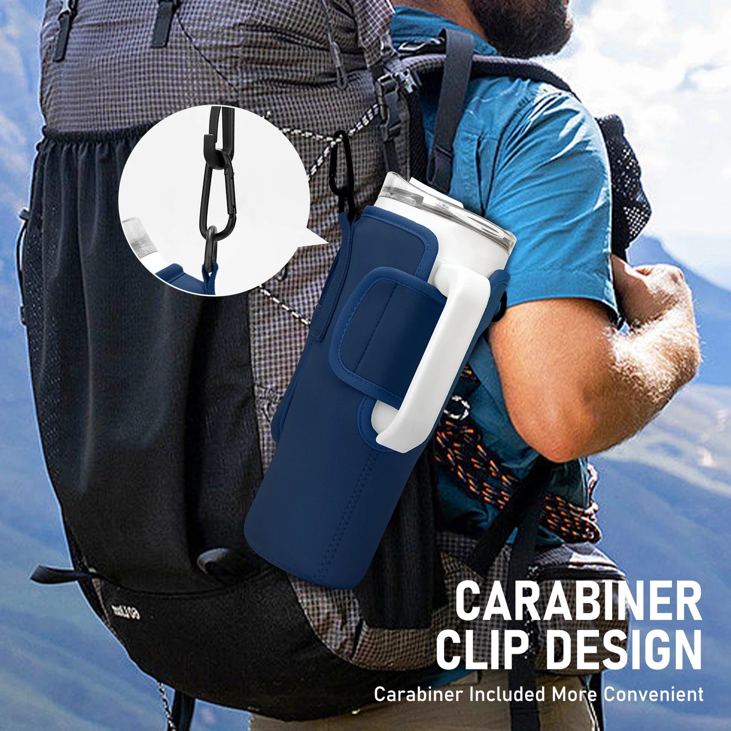 Water Bottle Holder with Shoulder Strap for 40 Oz Cup Tumbler Cup, Water Bottle Pouch with Adjustable Strap, Cup Accessories