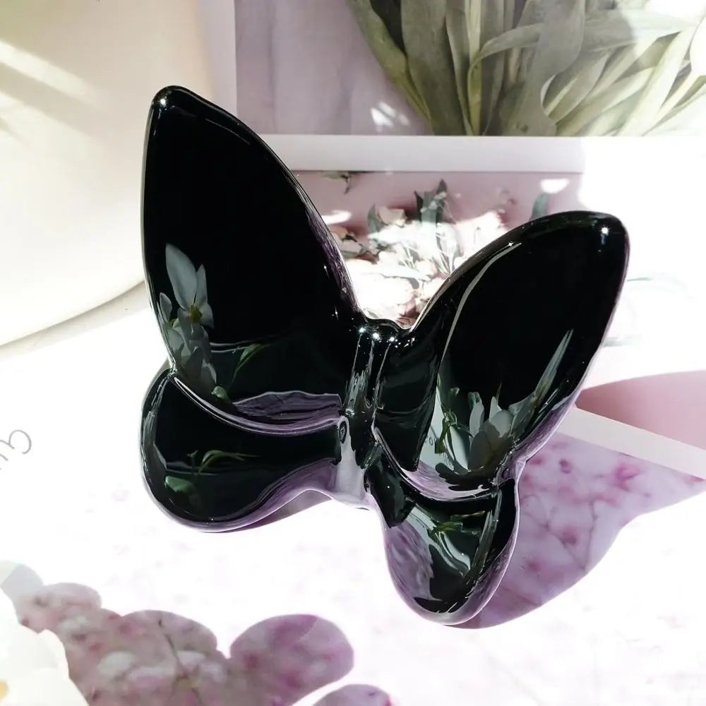 Multiple Color Crystal Butterfly Figurines Reflective Clear Crystal Glass Butterfly Ornament Vivid Super Winkling
