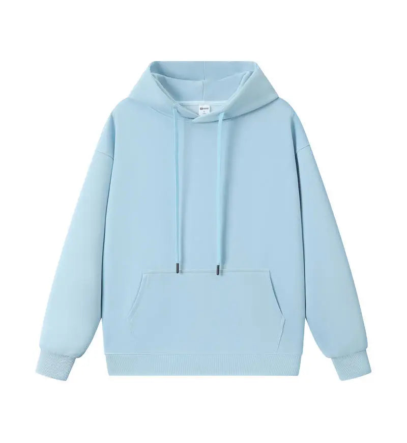 New Men's Cotton Hooded Loose Fit Hoodie Streetwear Pullover American Style Solid Color Long Sleeve Casual Essentials Hoodies