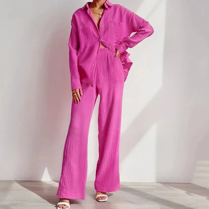 Women's 2-Piece Cotton Pajama Set Autumn Long Sleeve Sleepwear