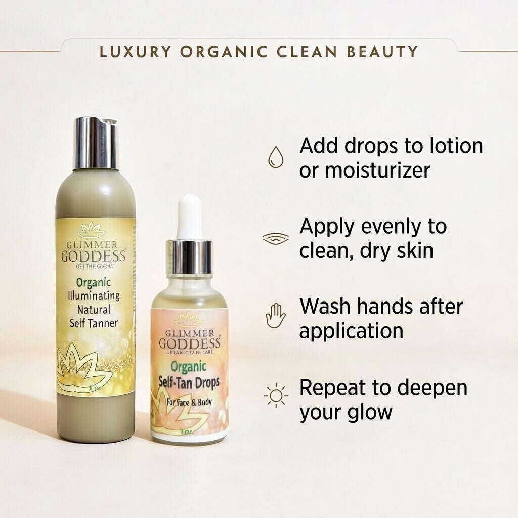 Organic Self Tanner & Self Tan Drops Bundle – Natural Sunless Tanning Kit