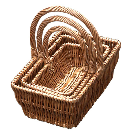Set of 3 Rectangular Gift Wicker Shopping Baskets-0