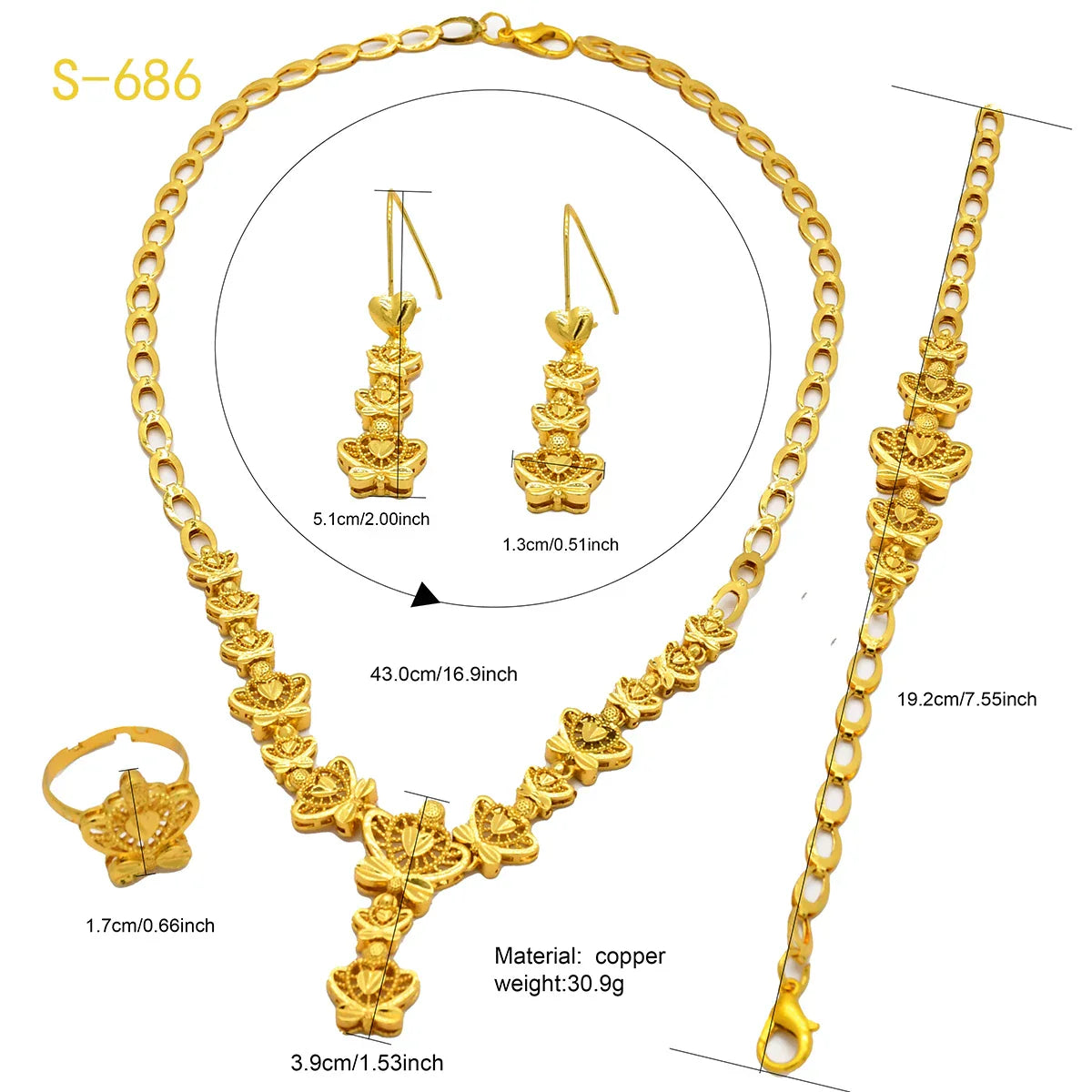 NNEOBA NNEOBA Indian 24k Gold Bridal Jewelry Set for Women-1