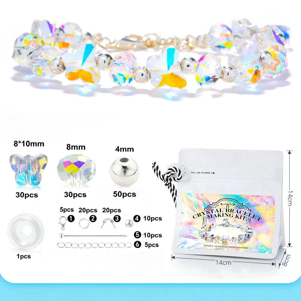 Bracelet Making Kit AB Color Glass Cube Beads Sparkle Butterfly Crystals Beads Kit for Jewelry Making Necklaces DIY Crafts