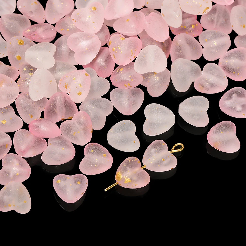 50pcs/lot Acrylic Heart Beads Gradient AB Color Large Crystal Loose Spacer Beads for Necklace Bracelet Pendant Jewelry Making