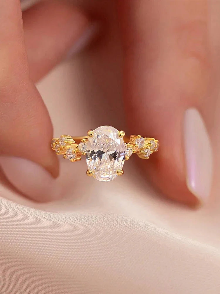 925 Sterling Silver Elliptical Horse Eye Fashionable Zircon Ring For Women Engagement Wedding Luxury High Quality Fine Jewelry