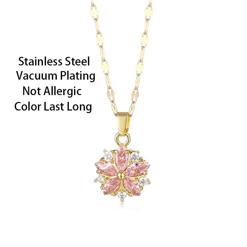 Crystal Cherry Blossom Pendant Necklace