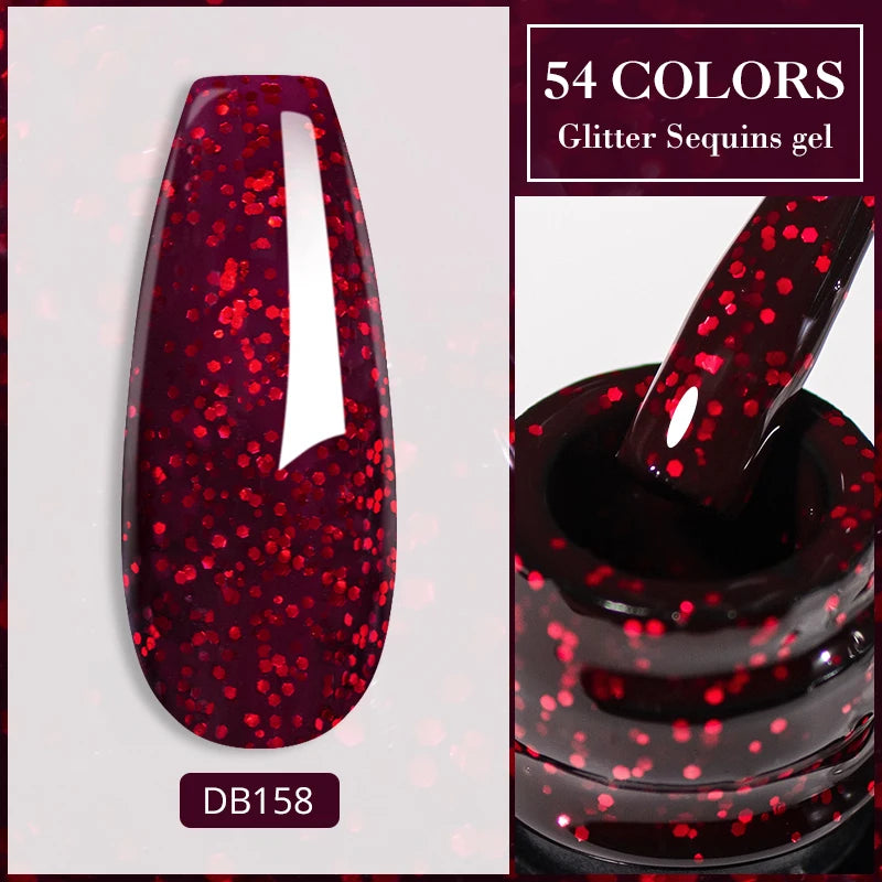 7ml Champagne Gold Sliver Reflective Nail Gel Polish Sparkling Shining Glitter Pink Red Nail Supplies Semi Permanent Gel Varnish