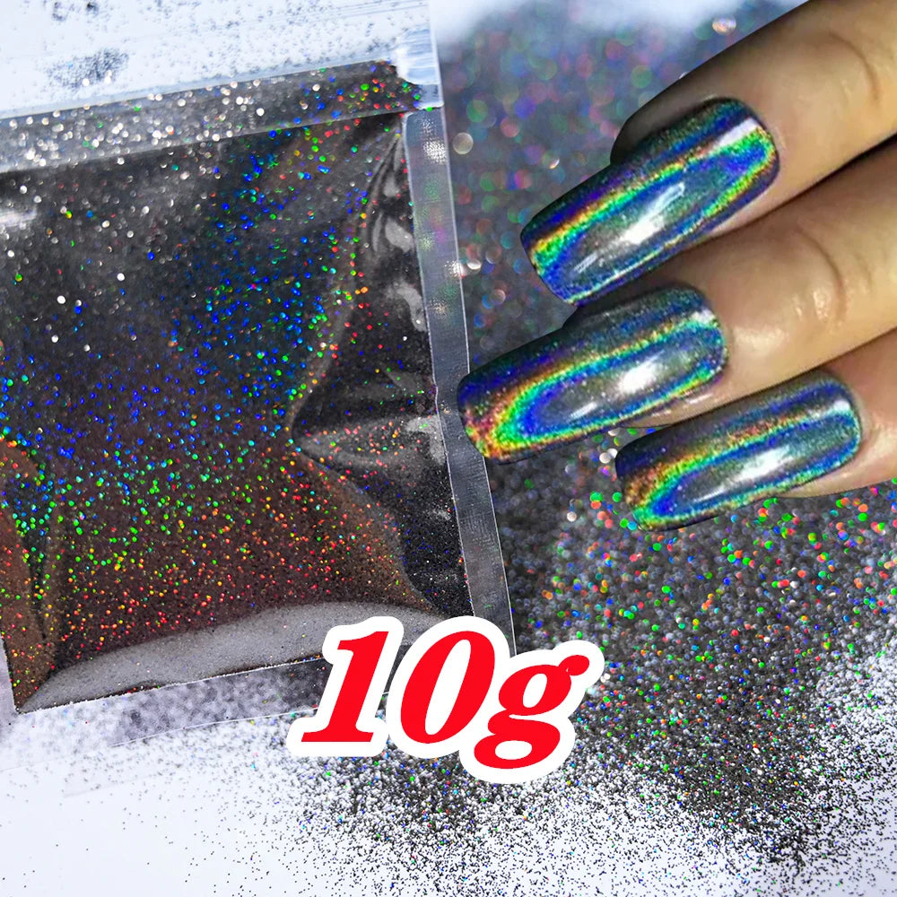 10g Holographic Laser Christmas Red Glitter Powder 0.2mm Rainbow Sparkly Red HOLO Powder 3D Dazzling Glitter Manicure Powder