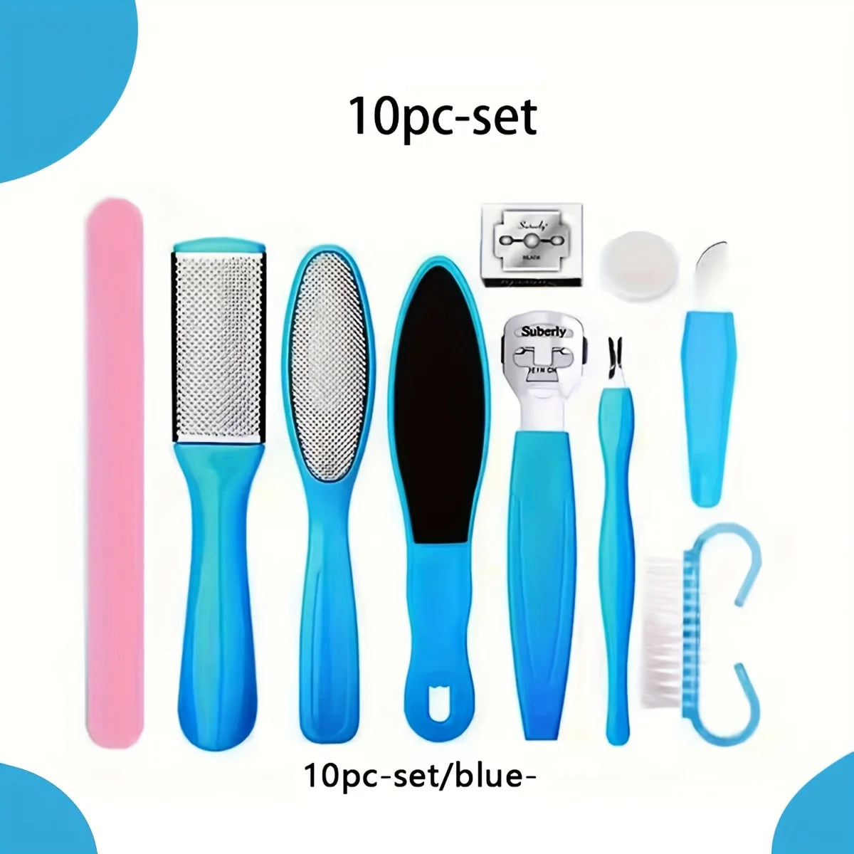 10-in-1 Fashionable Hot Selling Pedicure Set,Professional Remover Foot File Scraper,Exfoliating Tool for Feet and Hands