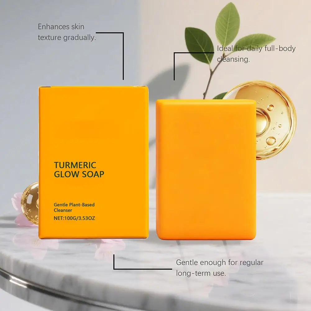 Turmeric Glow Soap Bar for Face ＆ Body with Shea Butter, Brighten Hydrating Body Wash & Face Wash for Dark Spots, Even Skin Tone
