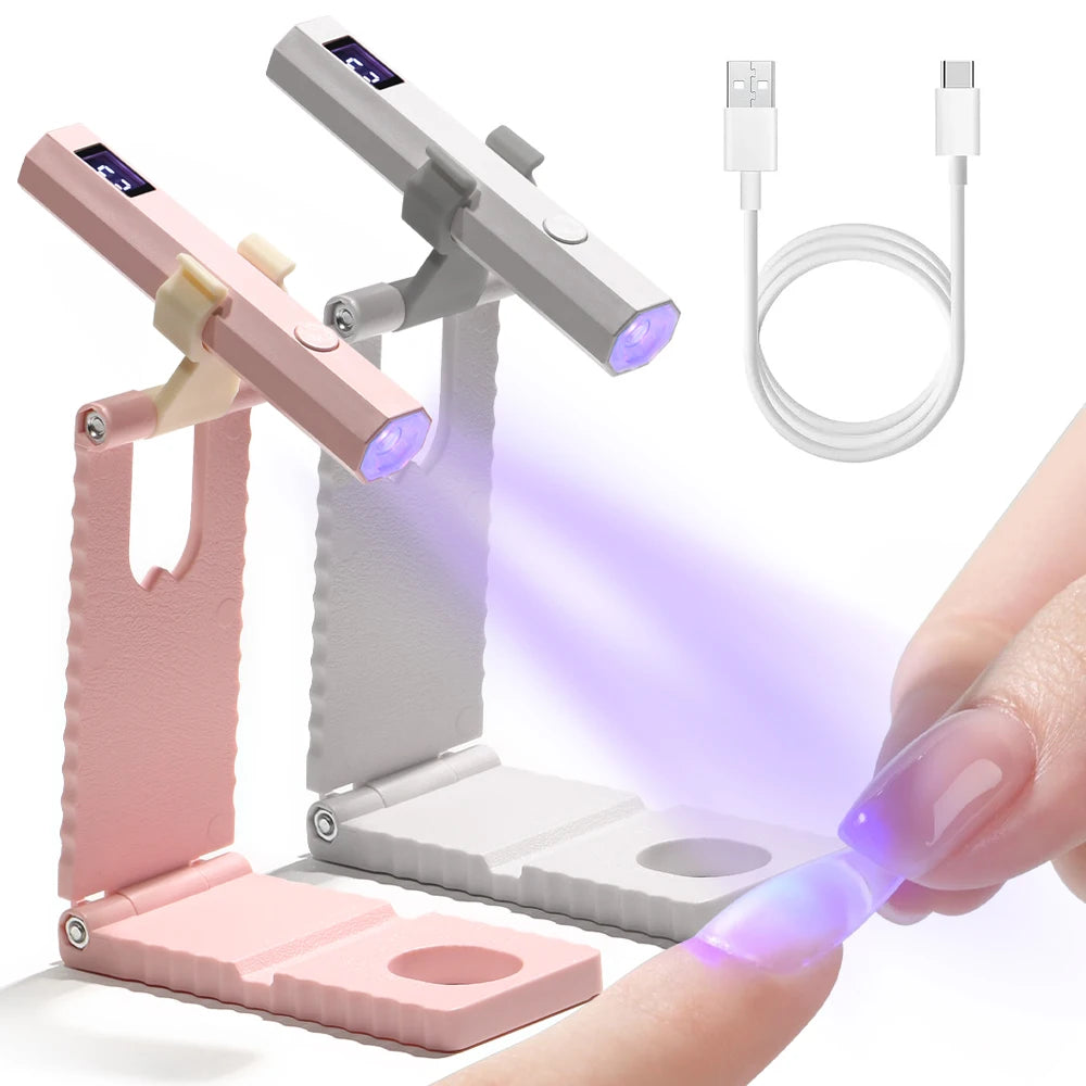 LINMANDA Cordless Nail Lamp with Stand Mini Handheld UV Light with LCD Display for Gel Nails Rechargeable Fast Curing Nail Dryer