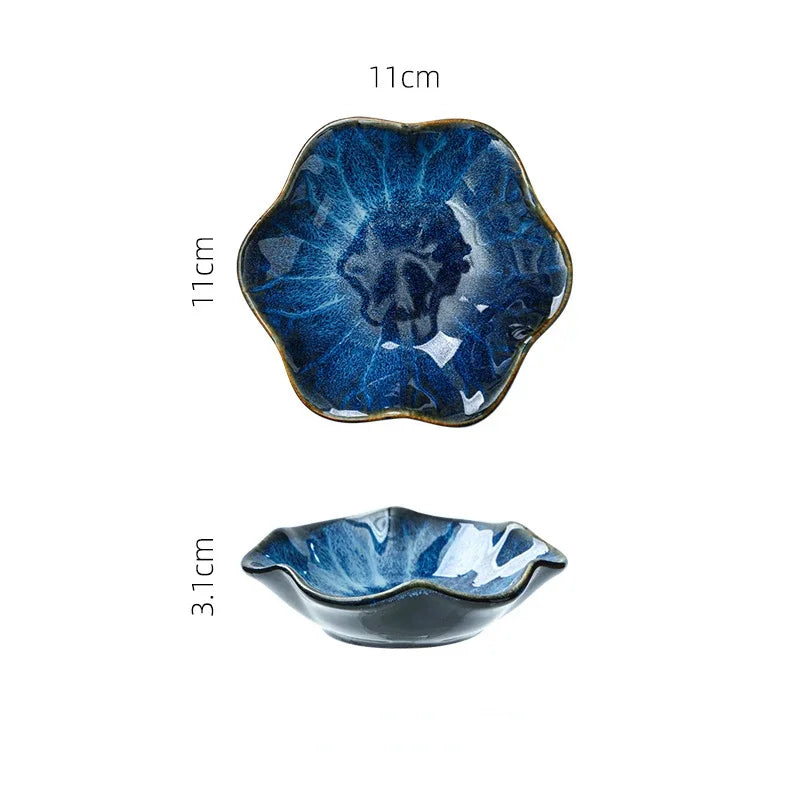 Japanese Ceramic Plate Retro Kiln Glaze Barbecue Mini Dipping Dish Sashimi Sushi Soy Sauce Dishes Home Desktop Snack Plates New