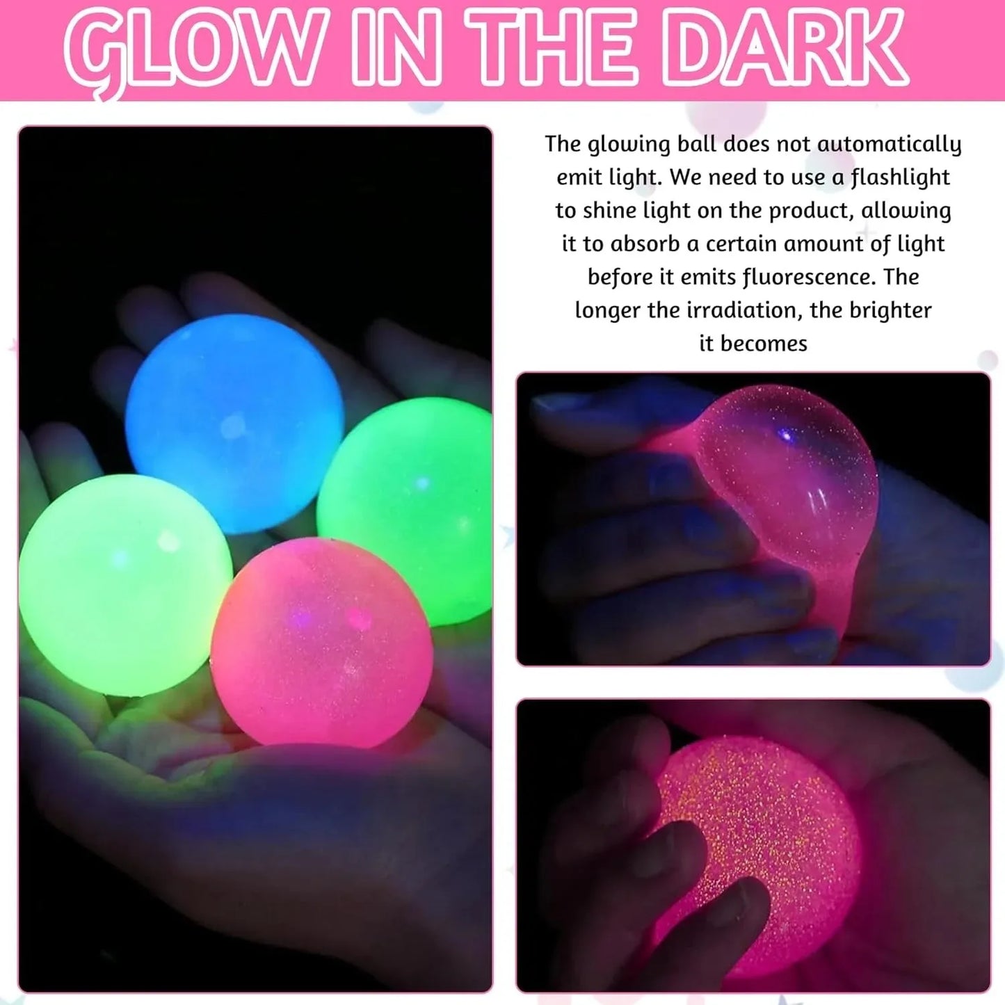 Glow in The Dark Sticky Balls | Squishy Stress Relief Sensory Fidget Toys
