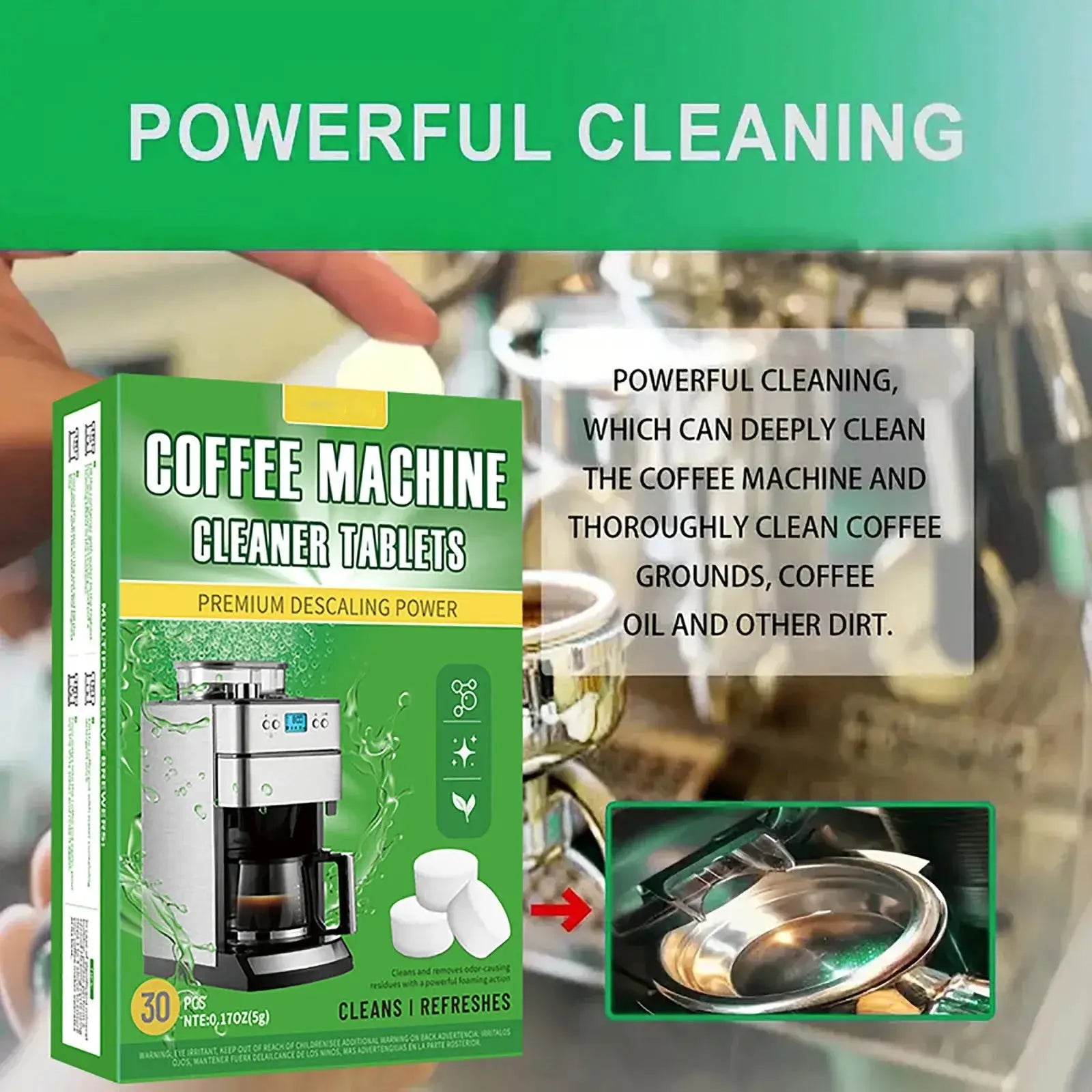 30 Coffee Machine Cleaning Tablets, Descaling Agent for Stains-2