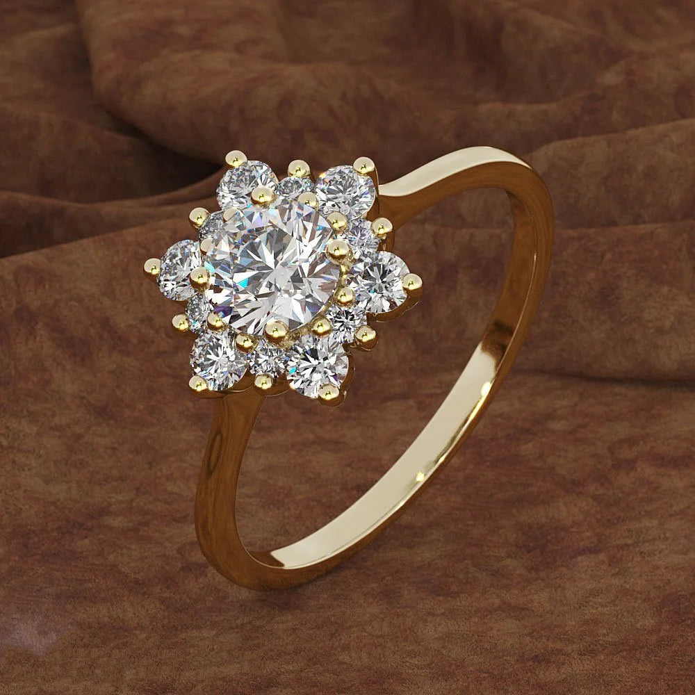 14K Yellow Gold 1.5 Carats Diamond Ring for Women Luxury Engagement Bizuteria Anillos Gemstone 14K Gold and Diamond Wedding Ring