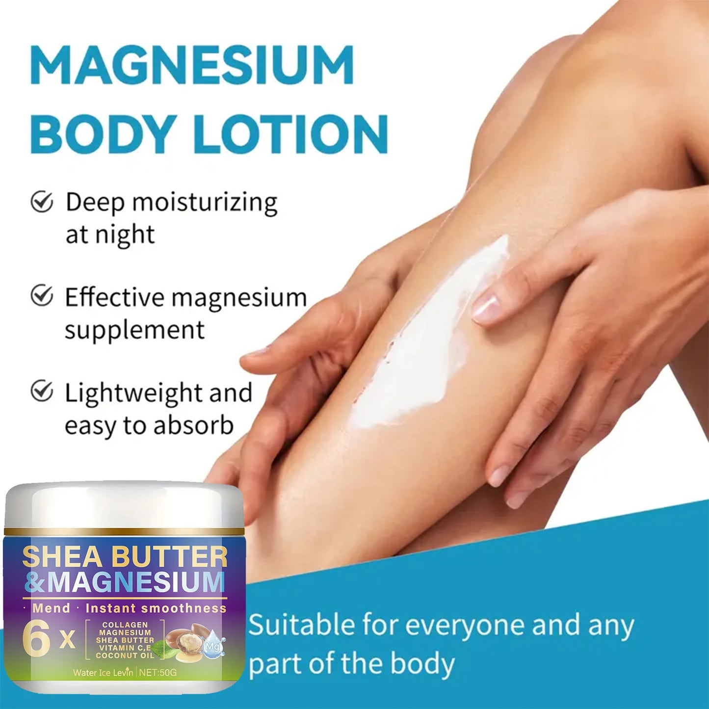 Magnesium Firming Cream with Shea Oil & Collagen - Moisturizing & Brightening Formula for Softer, Whiter & Confident Skin