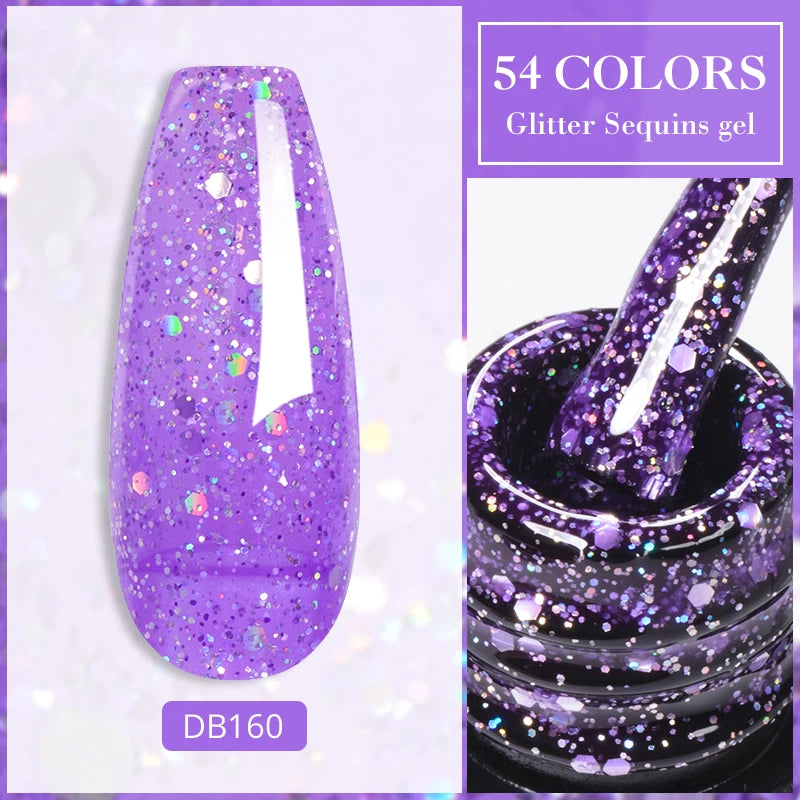 7ml Glitter Reflective Gel Nail Polish Sparkling Soak Off UV LED Gold Silver Black Pink Gel Polish Starter Kit For Home Salon