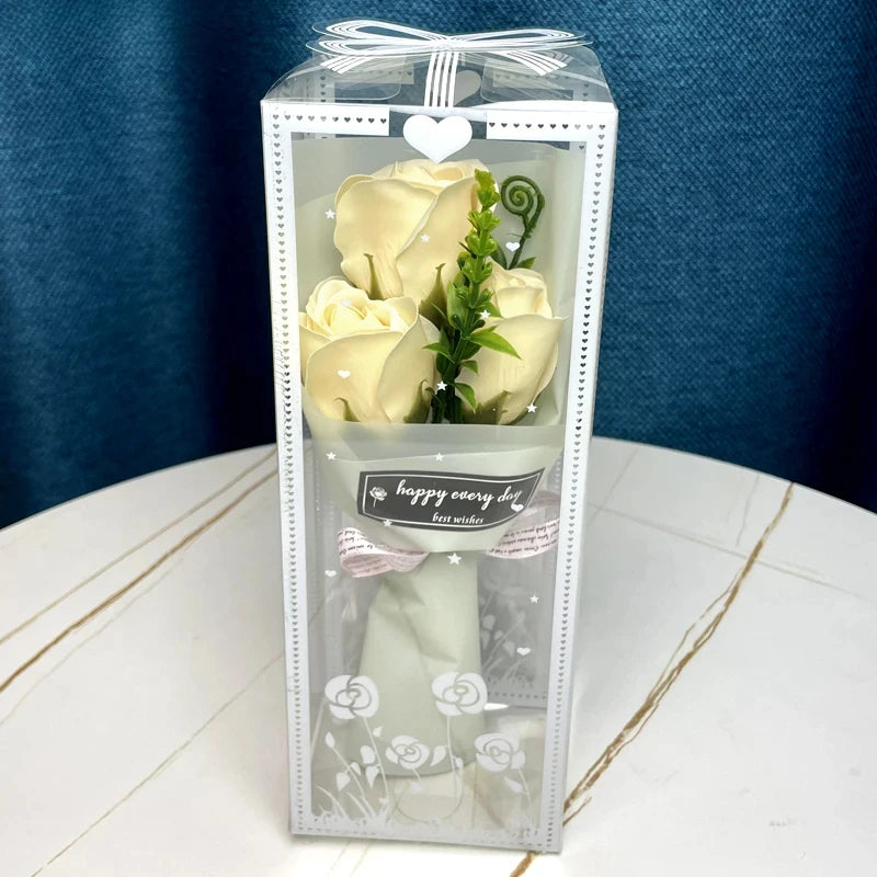3 Heads Artificial Rose Bouquet Hand Holding Pink Flowers Valentine's Day Gift Wedding Bride Decoration Artificial Flowers