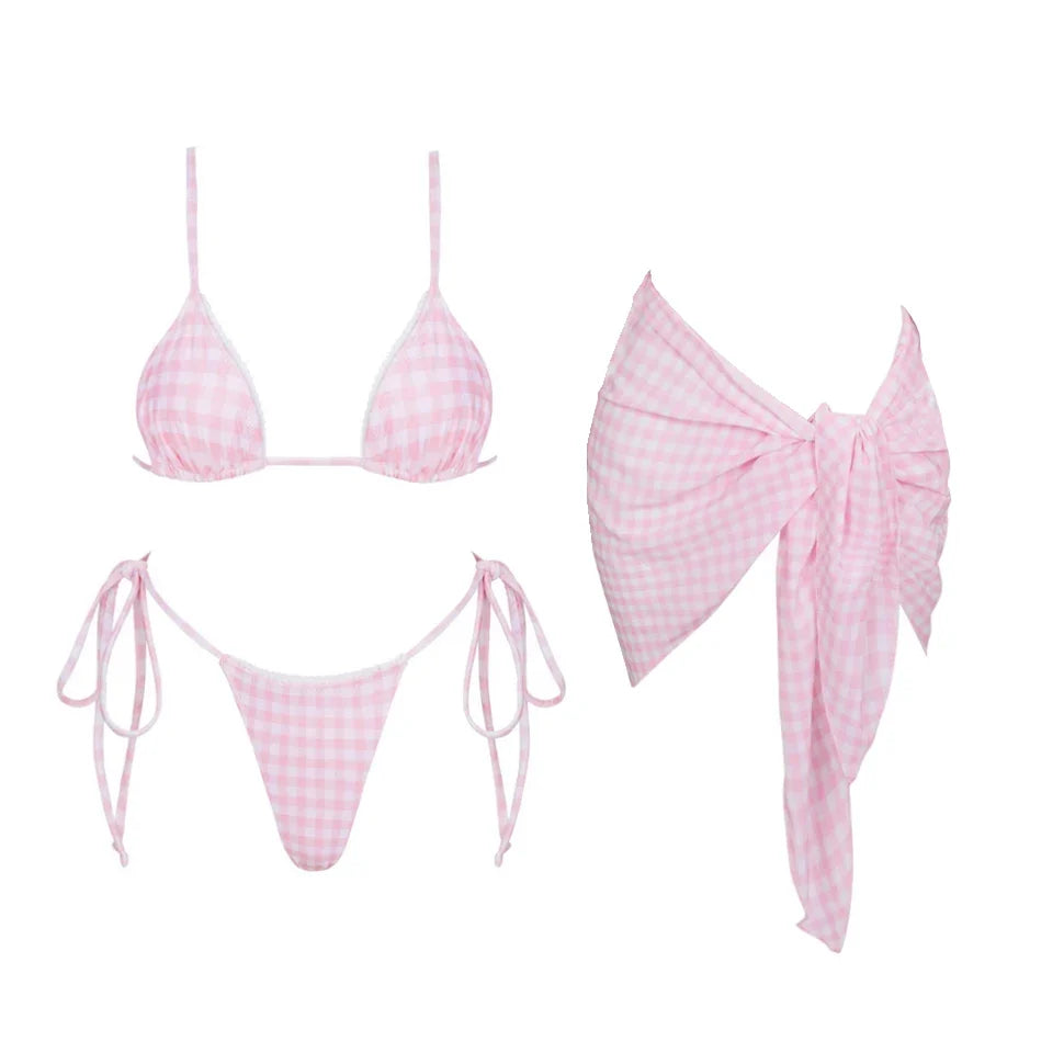 3Pcs Micro Bikinis 2026 Swimwear Women Swimsuit Sexy Brazilian Bikini Set Printed Beachwear Push Up Bathing Suit biquini Female