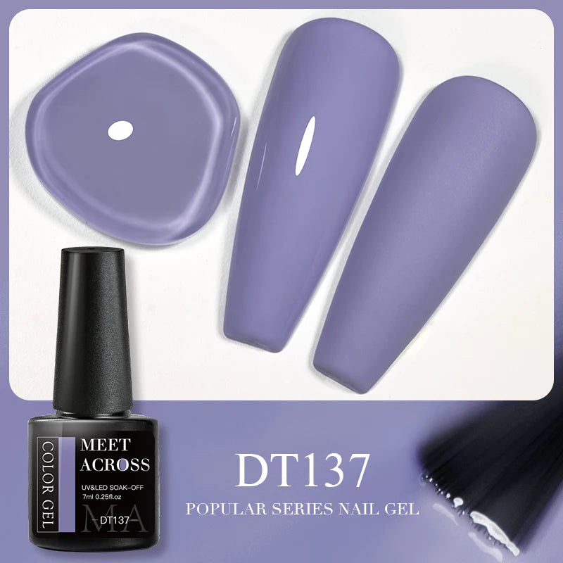 MEET ACROSS 7ml Reflective Glitter Gel Nail Polish Glitter Reflective Effect Semi Permanent UV LED Nail Art Gel Varnish Manicure
