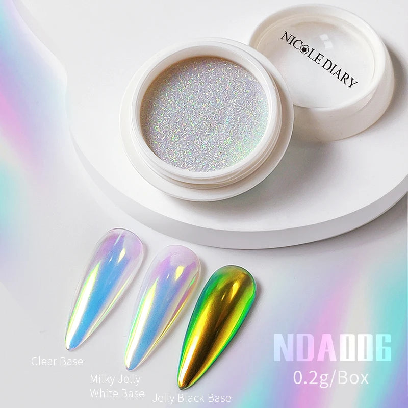 1Box Moonlight Nail Powder Silver Fine Glitter Metallic Effect Pigment UV Gel Polish Dust Aurora Nail Decorations