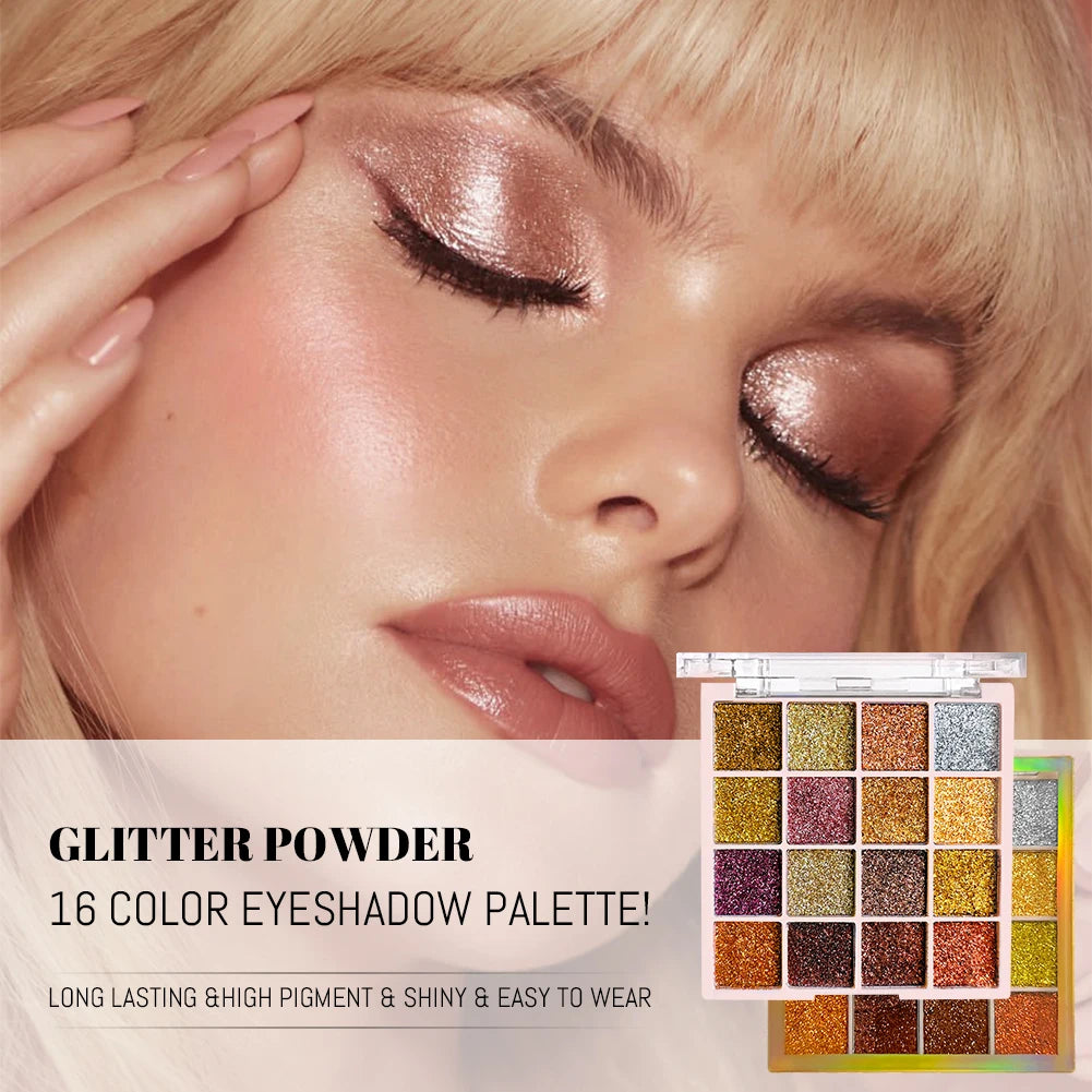 16 Colors Glitter Sequin eyeshadow Palette Diamond Shimmer Body Face Art Makeup Waterproof Skin Sequins Gloss Eyeshadow Palette