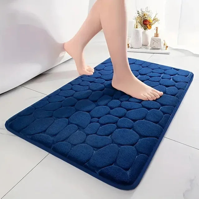 3D Cobblestone Bathroom Mat – Non-Slip Absorbent Quick-Dry Floor Rug