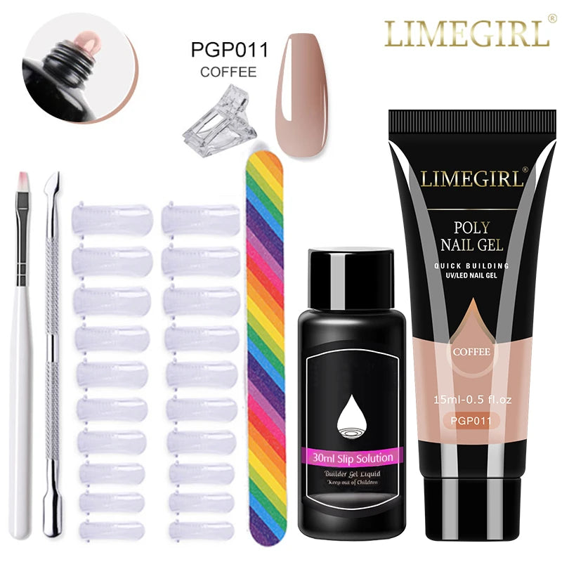 Limegirl Poly Nail UV Gel Set for Nails Quick Extension Building Soak Off UV Polys Nail Gel Kit Manicure Art  Decoration Tools