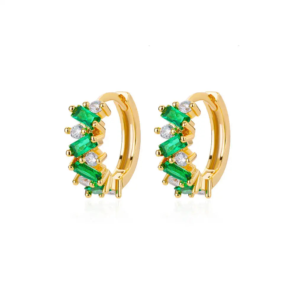 Rainbow Cubic Zirconia Hoop Earrings For Women 2023 Trending Round Gold Plated Stainless Steel Earrings Luxury Jewelry Gifts
