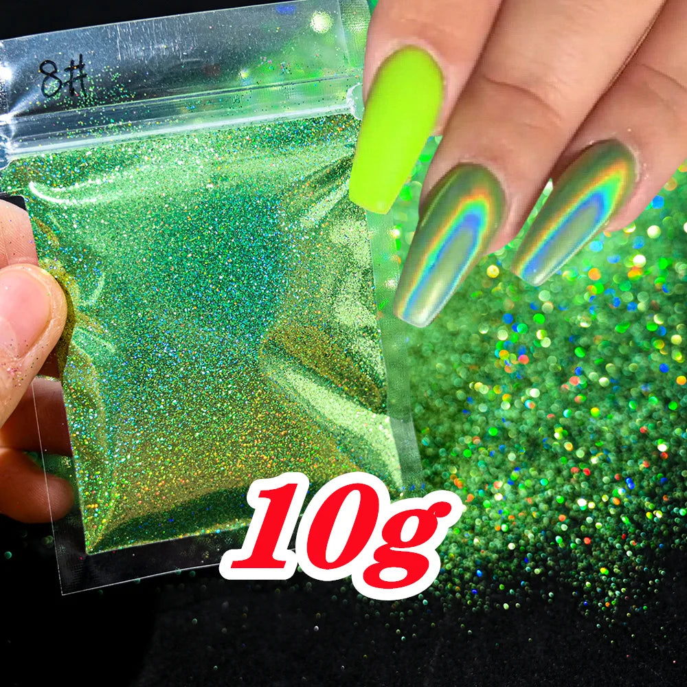 10g Holographic Laser Christmas Red Glitter Powder 0.2mm Rainbow Sparkly Red HOLO Powder 3D Dazzling Glitter Manicure Powder
