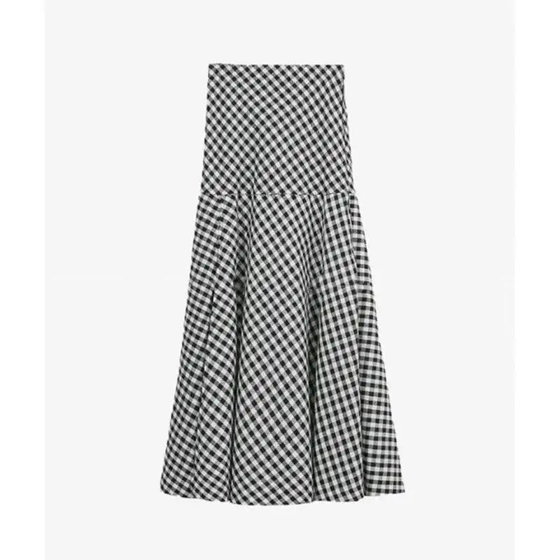 WOMENGAGA Korea Style 2023 Spring/Summer New High Waist Elegant Split Plaid Skirts Half Length Skirts Fashion Women 2023 22IV