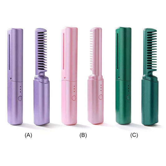Cordless Hair Straightening Comb Rechargeable Travel Hair Straightener Portable Straightening Comb for Smooth Frizz-Free Hair