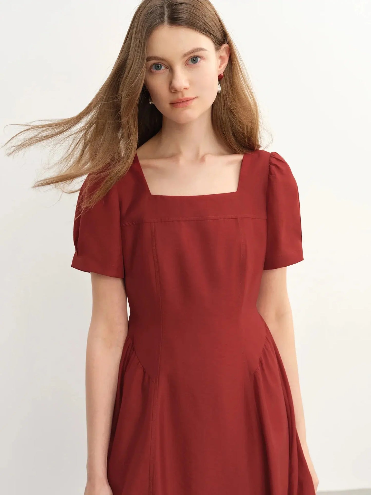 Luxe French Square Neckline Midi