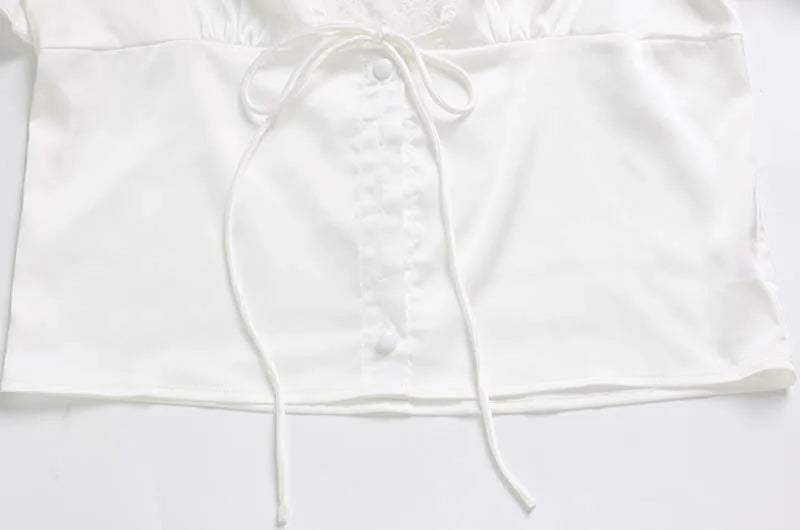 Lace Patchwork Solid Short Sleeve Tops for Women V Neck Lace Splicing Straps Skinny T-shirt Female Elegant Casual Slim Fit Tees