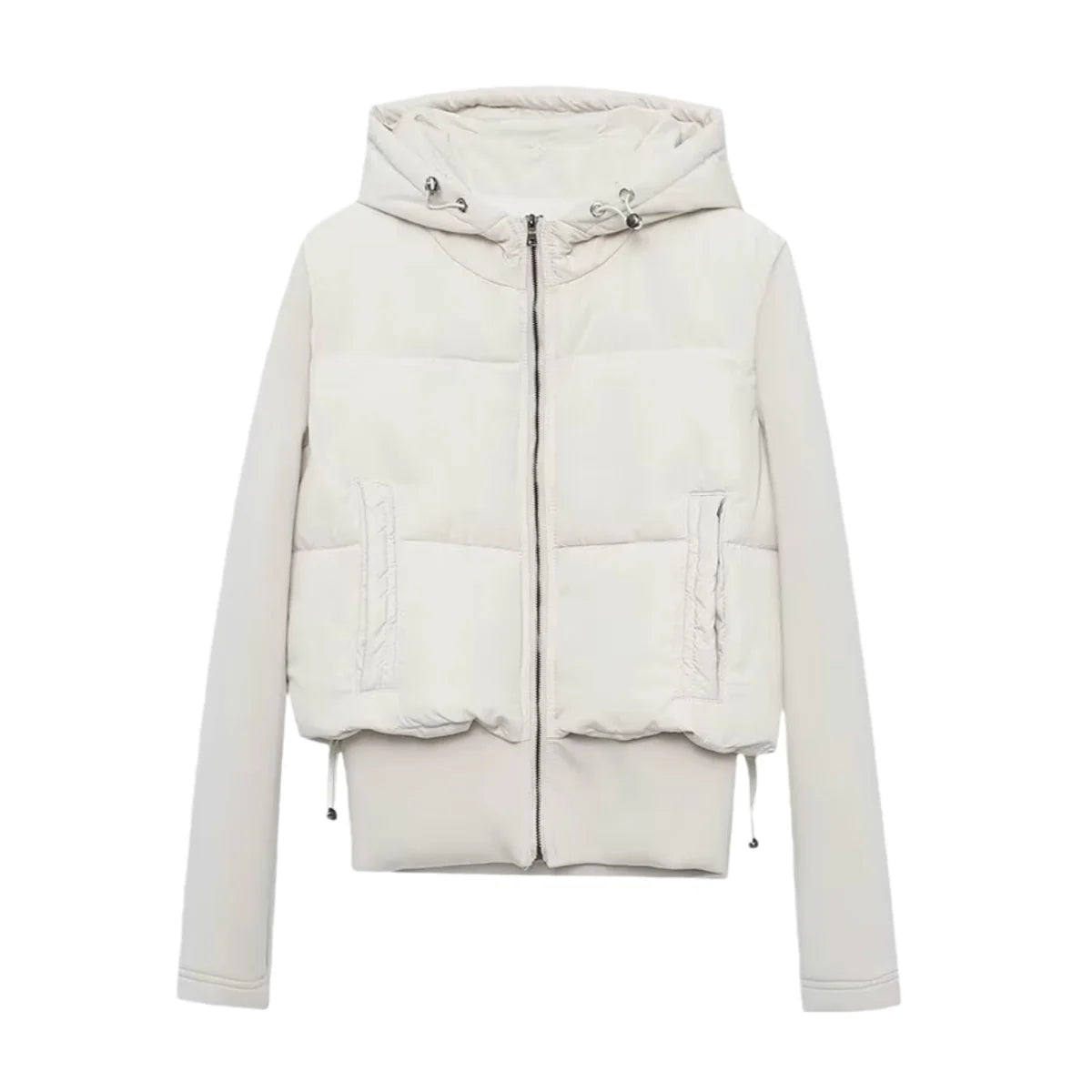 UNIZERA2025 autumn new women's casual fashion slim stretch fabric splicing cotton coat warm hooded cotton coat