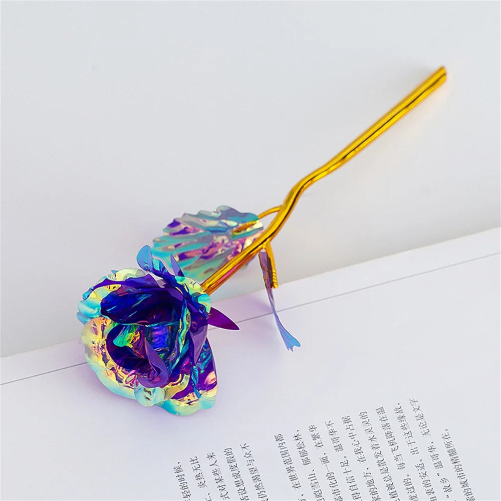1Pcs Artificial Flower Foil Rose Flower Valentine'S Day Gifts 24k Golden Plated Gold Rose Lasts Forever Love Flower for Lover