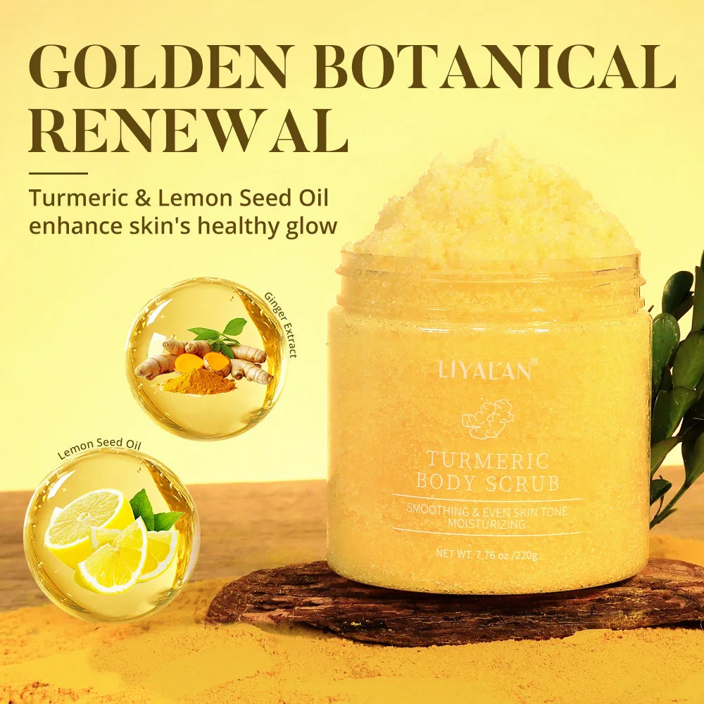 Turmeric Body Scrub Sea Salt Exfoliating Smooth Polishing Shea Nourish Moisturizing Soften Cutin Pore Cleaning Even Skin Tone