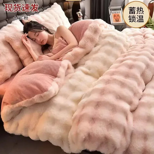 Adult Lamb Wool Soft Duvet Winter Moisture Wicking Household Cotton Quilt Thick and Warm Single Dormitory Student Double Blanket