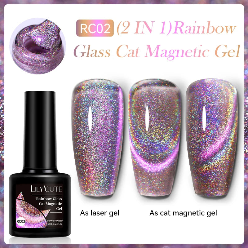 LILYCUTE 7ml Reflective Glitter Cat Magnetic Gel Nail Polish Semi permanent Soak Off UV LED Varnish Nail Supplies