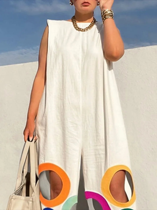 Yeezzi Women Fashion Rainbow Hollow Wide Leg Jumpsuits