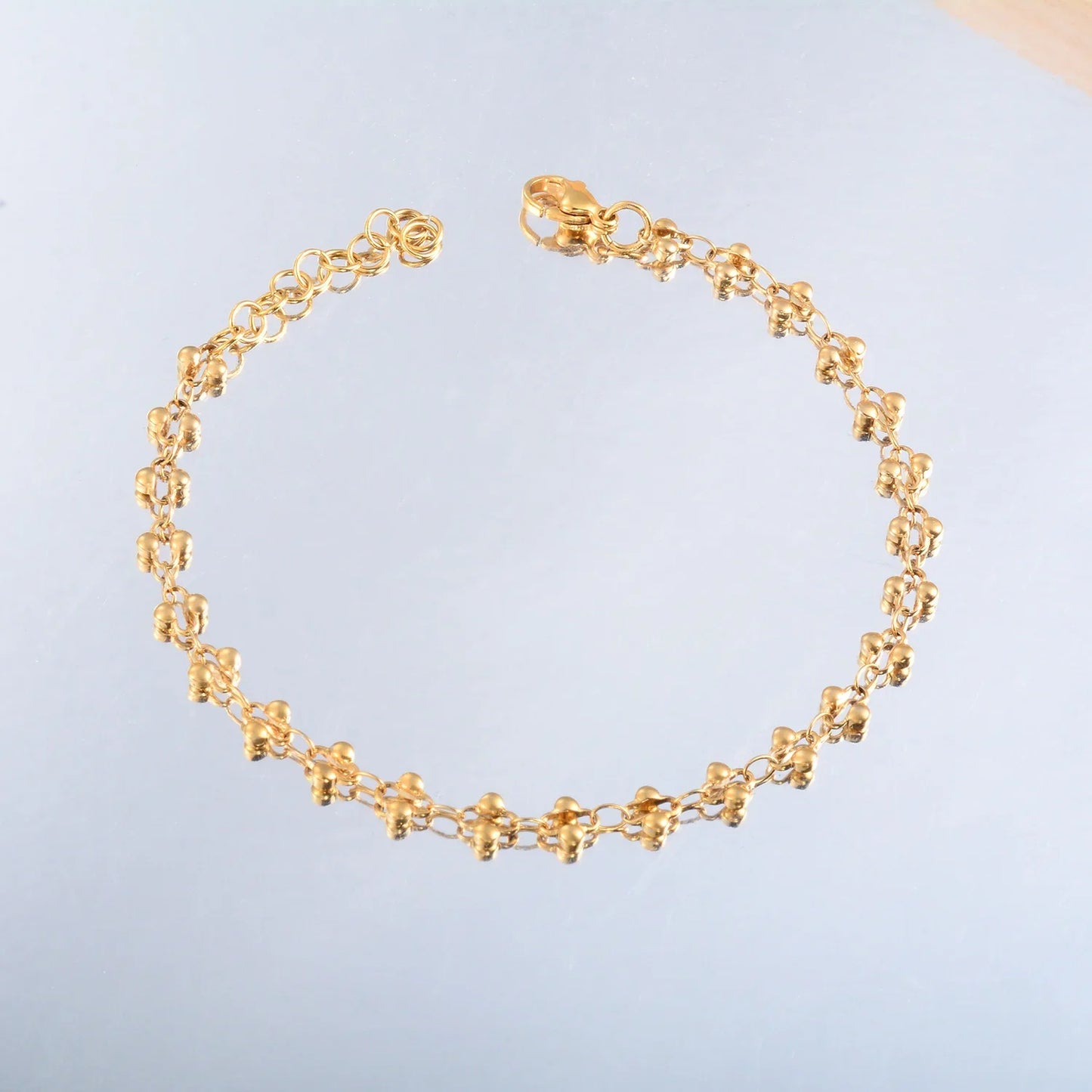 Flower Shape Stainless Steel Bracelet Gold And Sliver Color Cross Pattern Handmade Chain For Women Jewery Gift