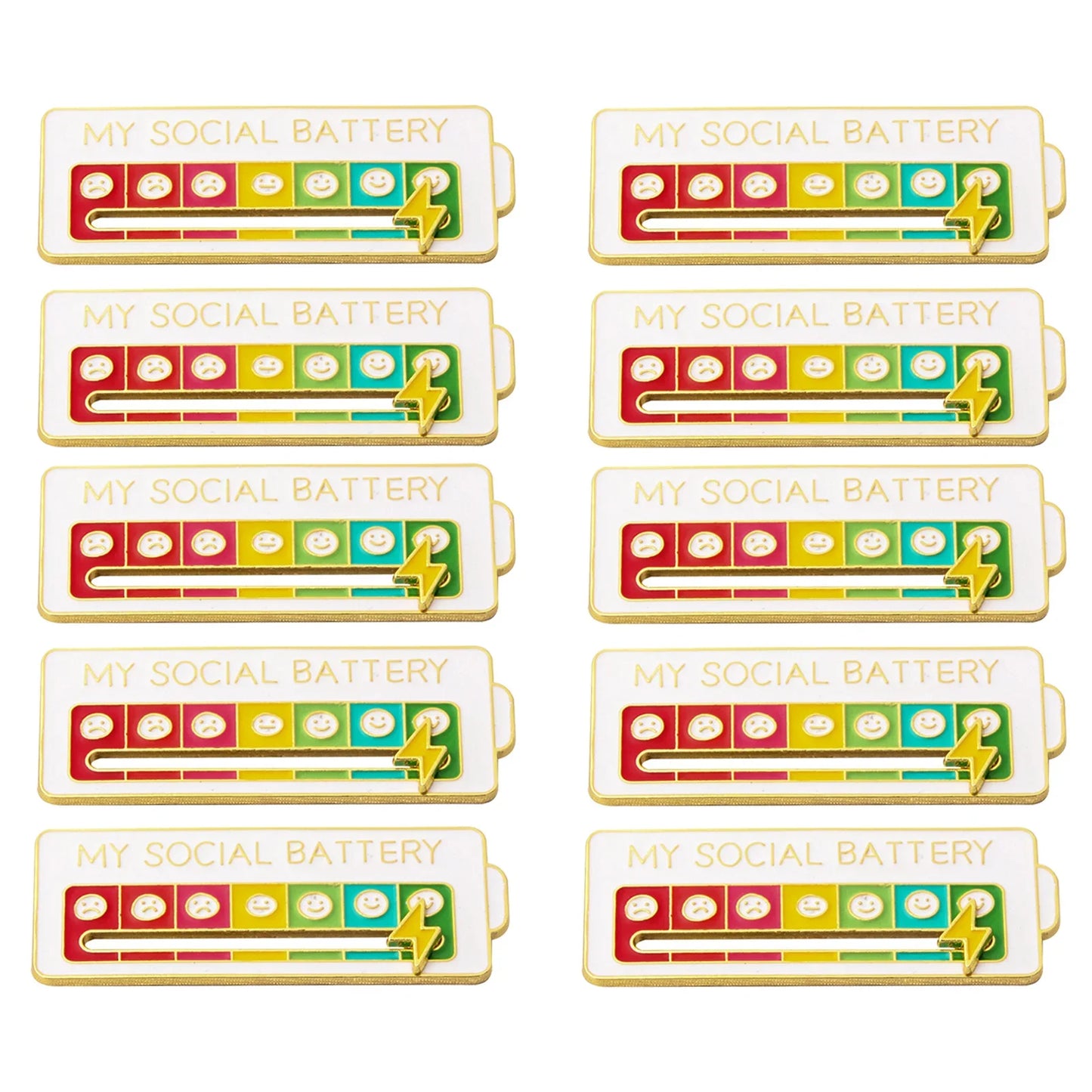 Mood Conversion Energy Brooch Can Slide My Social Energy Badge Expression Badge Men Women Pins for Backpacks Badges Metal Pines