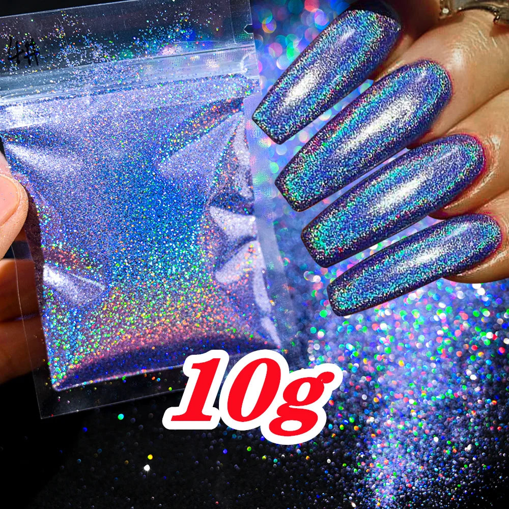 10g Holographic Laser Christmas Red Glitter Powder 0.2mm Rainbow Sparkly Red HOLO Powder 3D Dazzling Glitter Manicure Powder