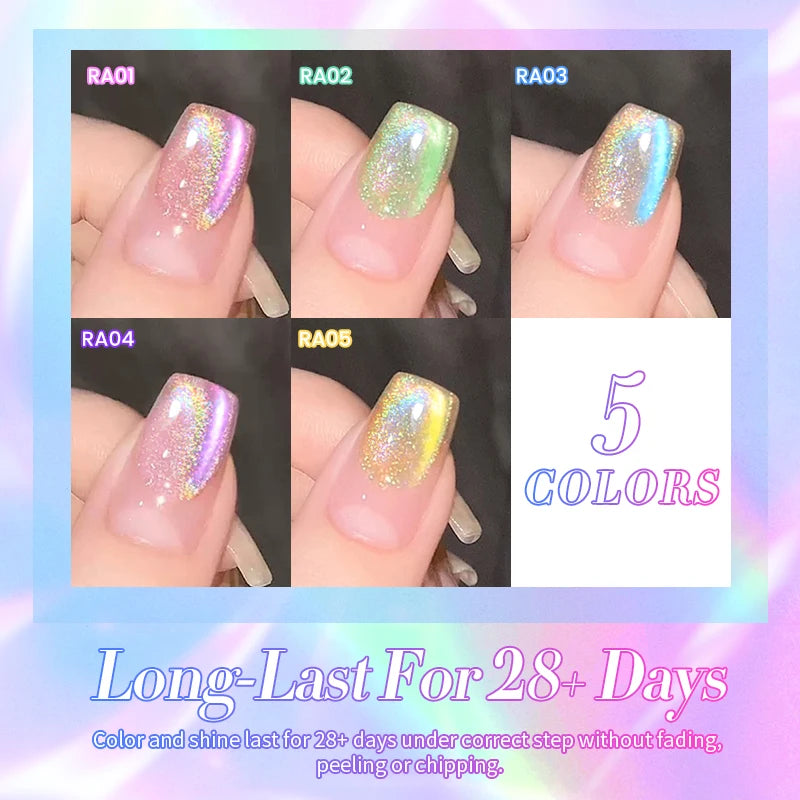 BORN PRETTY 10ml Rainbow Auroras Cat Magnetic Gel Nail Polish Holographics Nail Gel for Manicure Design Varnis Semi Permanent